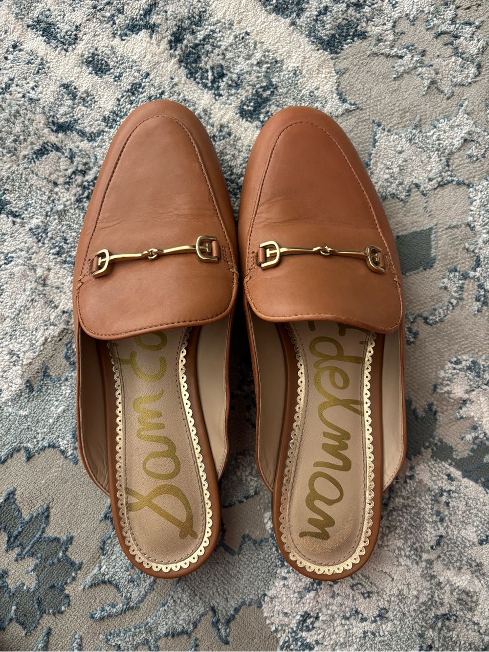 Sam Edelman Brown Leather Horsebit Mule Loafers